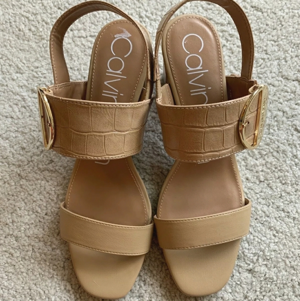 Desert Sand Calvin Klein Sandals Heels Size 9.5